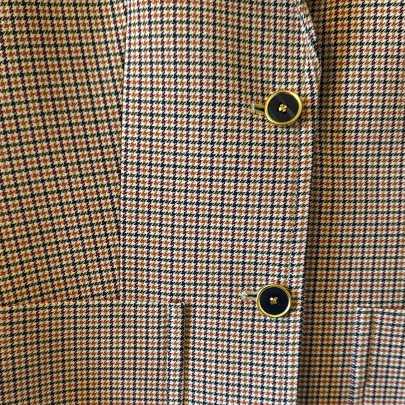 Tory Burch Checkered Blazer with Brown Collar - Picture 3 of 9